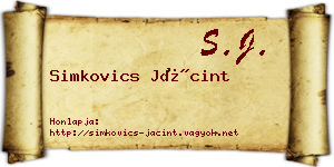 Simkovics Jácint névjegykártya
